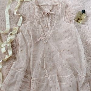 Victoria’s Secret Blush Glitter Star Rose Gold Ruffle Tulle Lingerie